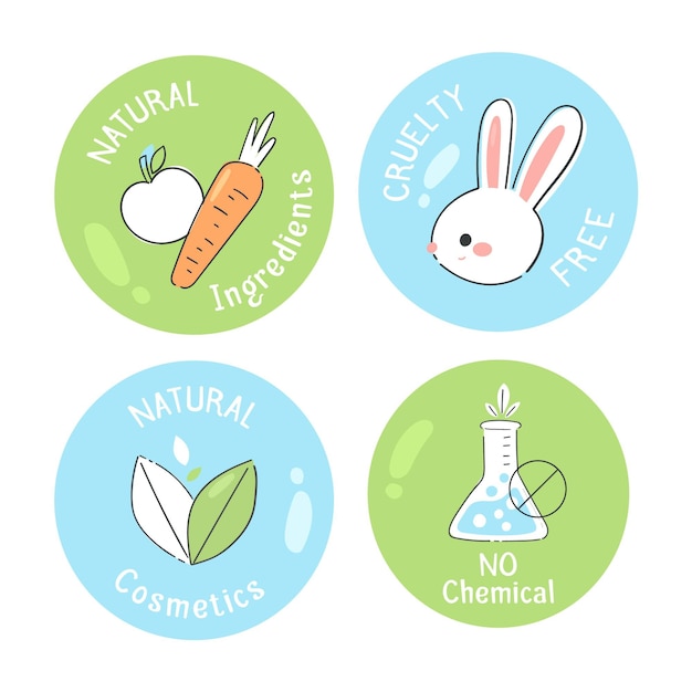 Free vector hand drawn cruelty-free badge collection