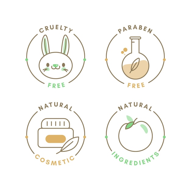 Free vector hand drawn cruelty-free badge collection