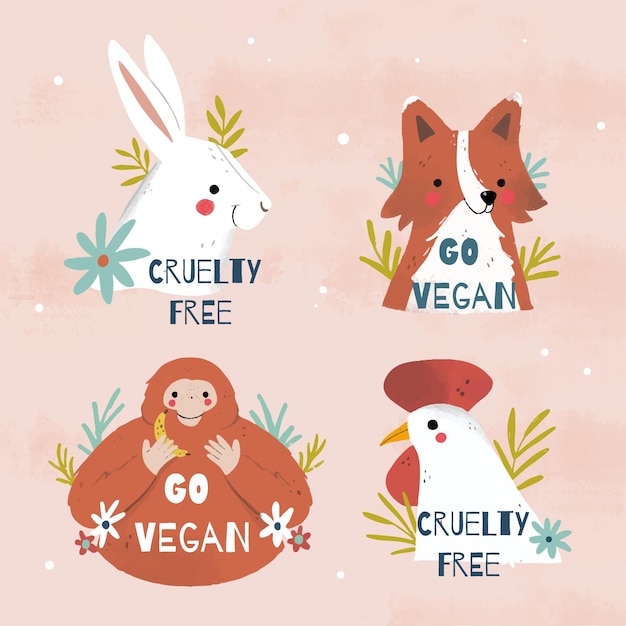 Free vector hand drawn cruelty free badge collection