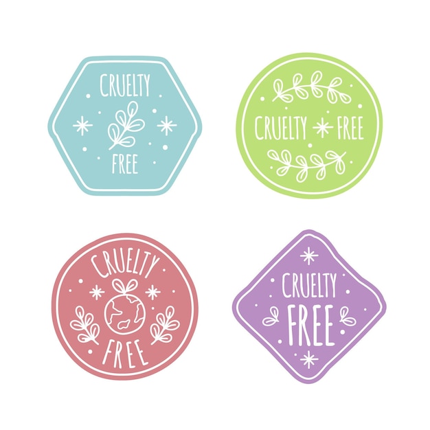 Free vector hand drawn cruelty free badge pack