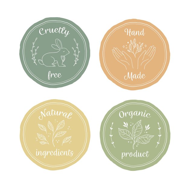 Hand drawn cruelty free badge set