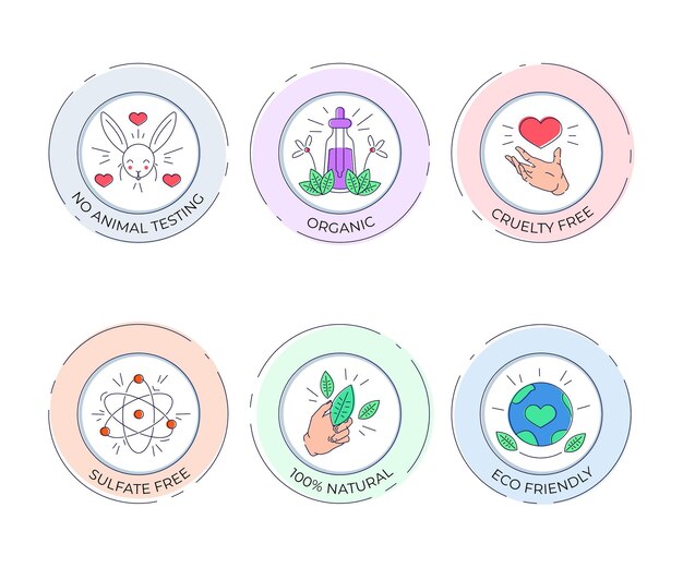 Hand drawn cruelty free badges pack