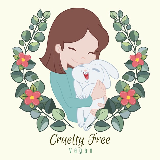 Free vector hand drawn cruelty free and vegan concept illustrated