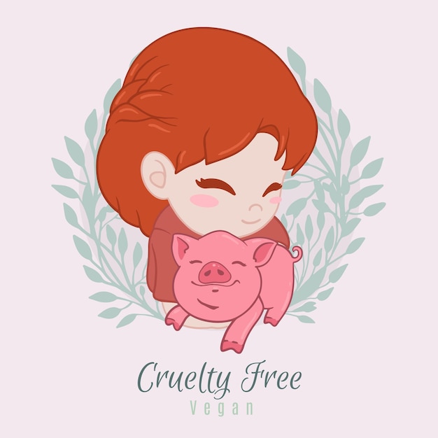 Hand drawn cruelty free and vegan concept illustrated