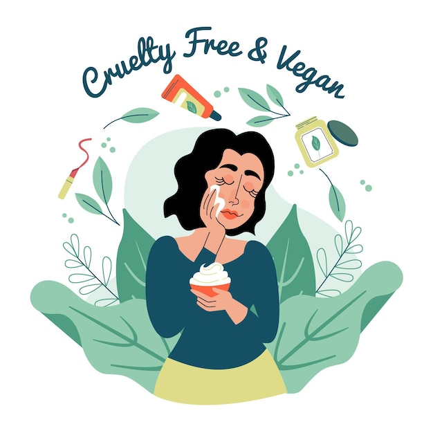 Vettore gratuito concetto cruelty free e vegano disegnato a mano