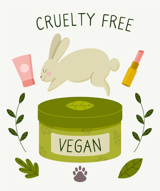 Vettore gratuito concetto cruelty free e vegano disegnato a mano