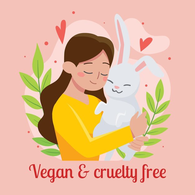Hand drawn cruelty free and vegan illustration
