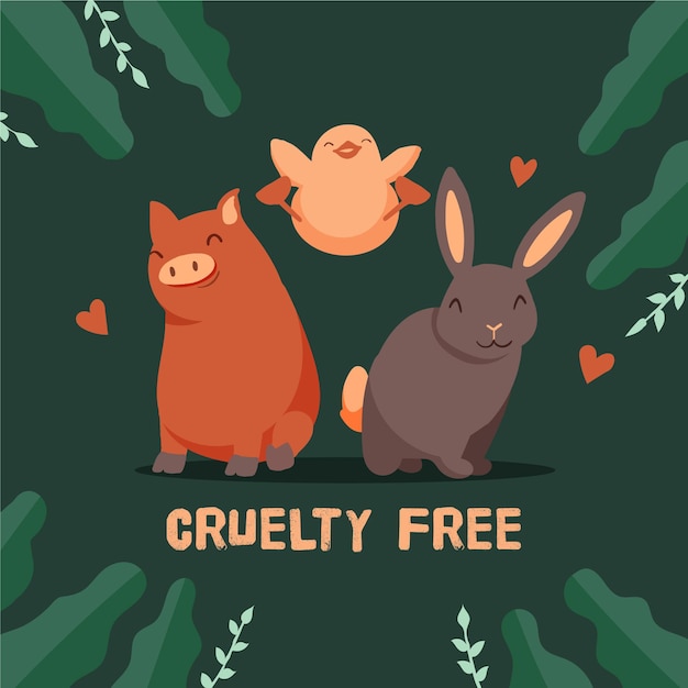 Free vector hand-drawn cruelty-free and vegan illustration