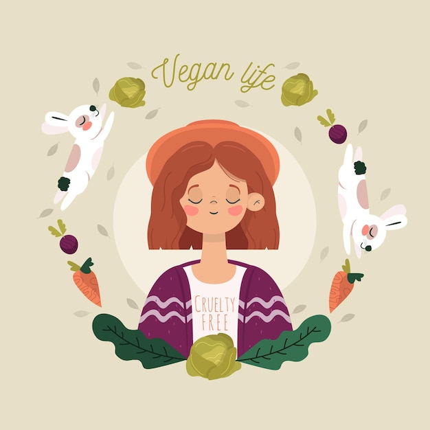 Free vector hand drawn cruelty-free and vegan illustration