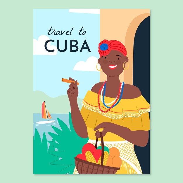 Hand drawn cuba poster template