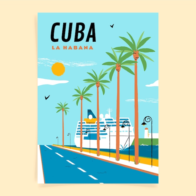 Modello di poster di cuba disegnato a mano