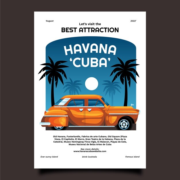 손으로 그린 쿠바 포스터 템플릿