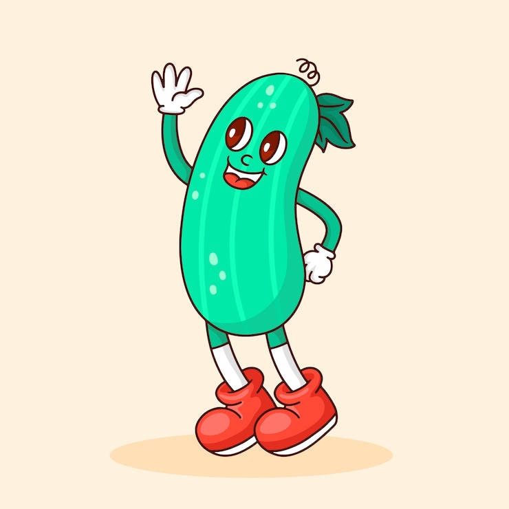 Free Vector hand drawn cucumber cartoon illustration