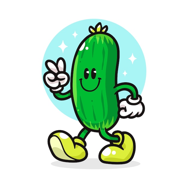 Free vector hand drawn cucumber cartoon illustration