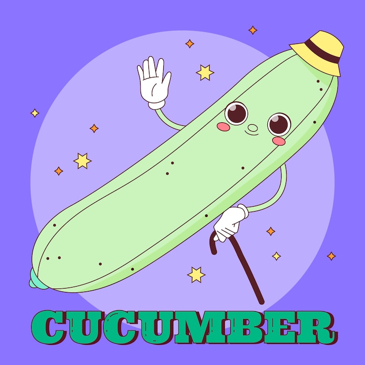 Free Vector hand drawn cucumber  cartoon illustration
