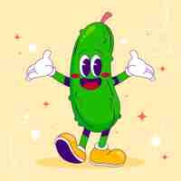 Free vector hand drawn cucumber  cartoon illustration