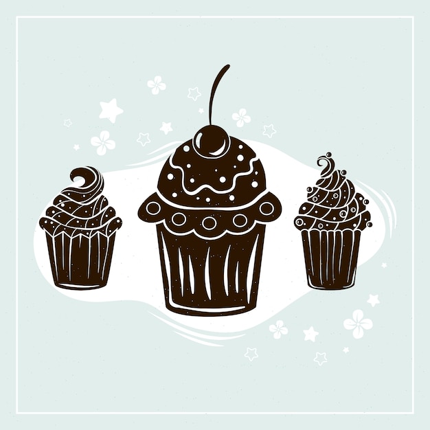 Illustrazione della sagoma del cupcake disegnata a mano