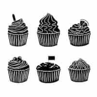 Free vector hand drawn cupcake  silhouette illustration