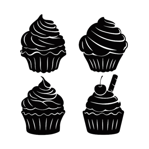 Hand drawn cupcake silhouette