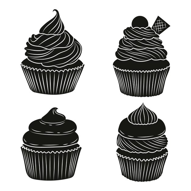 hand drawn cupcake silhouette