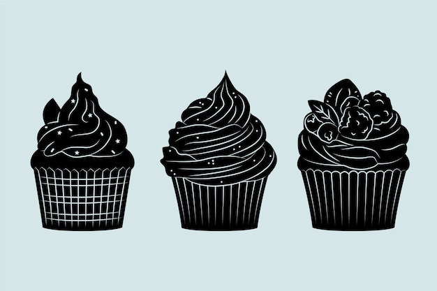 Vettore gratuito sagoma di cupcake disegnata a mano