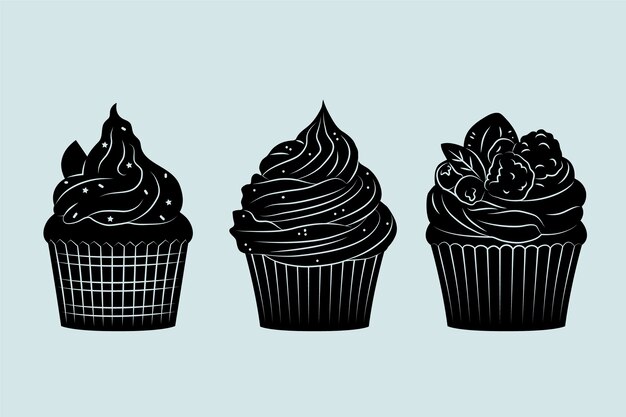 Hand drawn cupcake silhouette