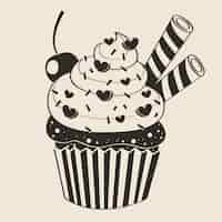 Free vector hand drawn cupcake silhouette