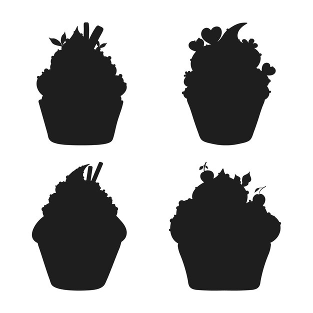 Free vector hand drawn cupcake silhouette