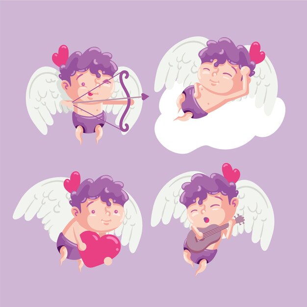 Hand-drawn cupid character collection design