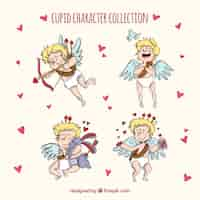 Free vector hand drawn cupid character collection