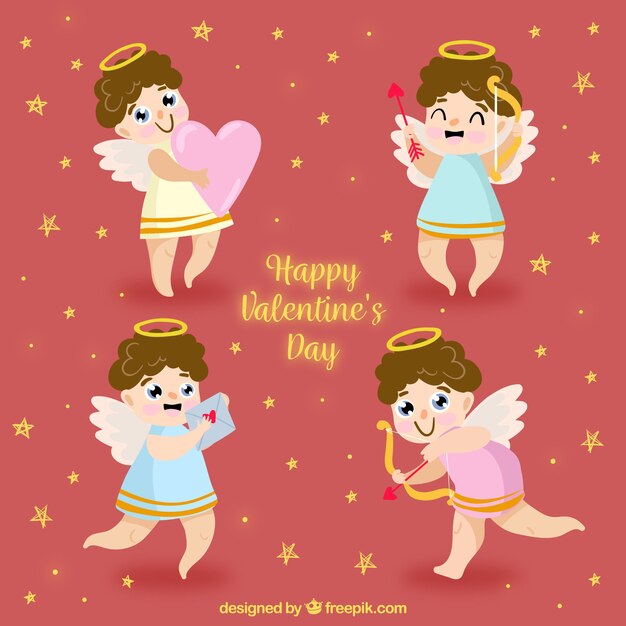 Hand drawn cupid character collection