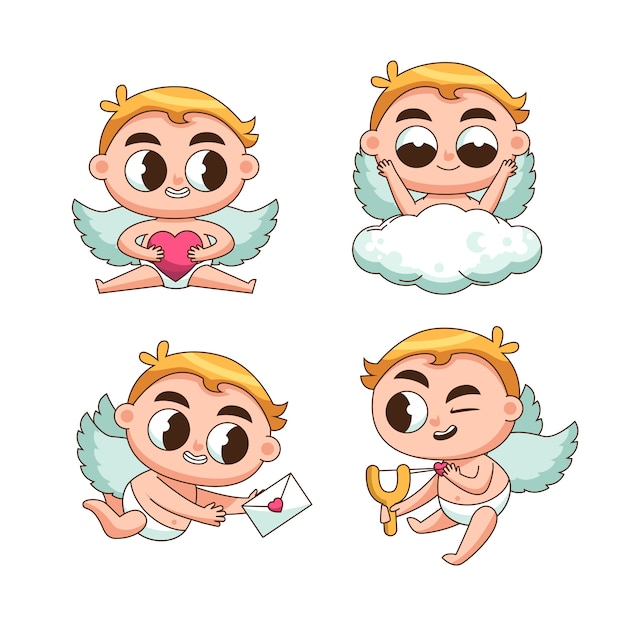 Hand drawn cupid character collection