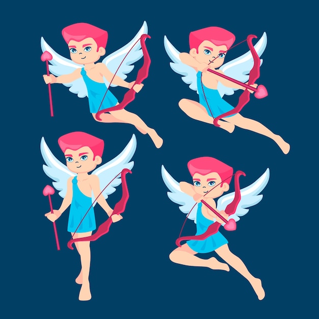 Collezione di personaggi cupido disegnati a mano