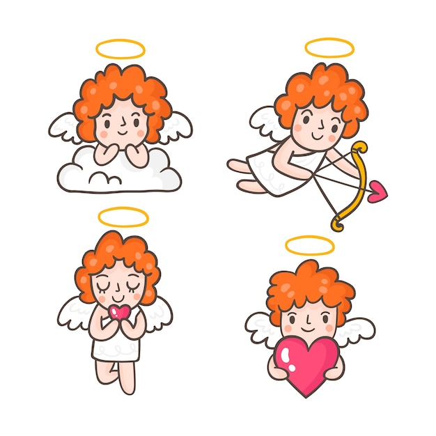 Collezione di personaggi cupido disegnati a mano