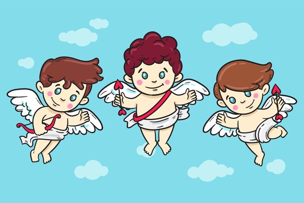 Hand drawn cupid character collection