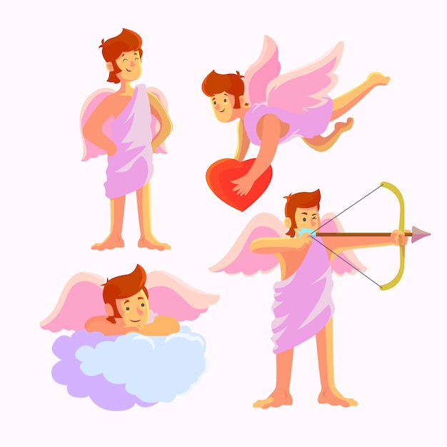 Hand drawn cupid character collection