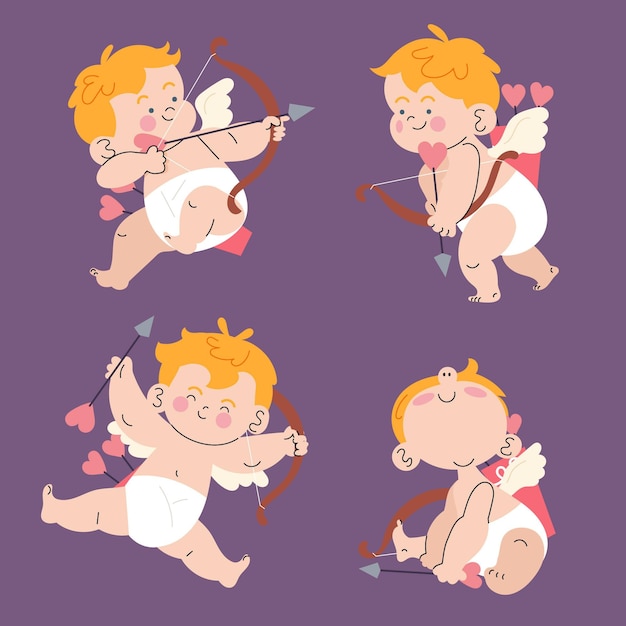 Free vector hand drawn cupid character collection