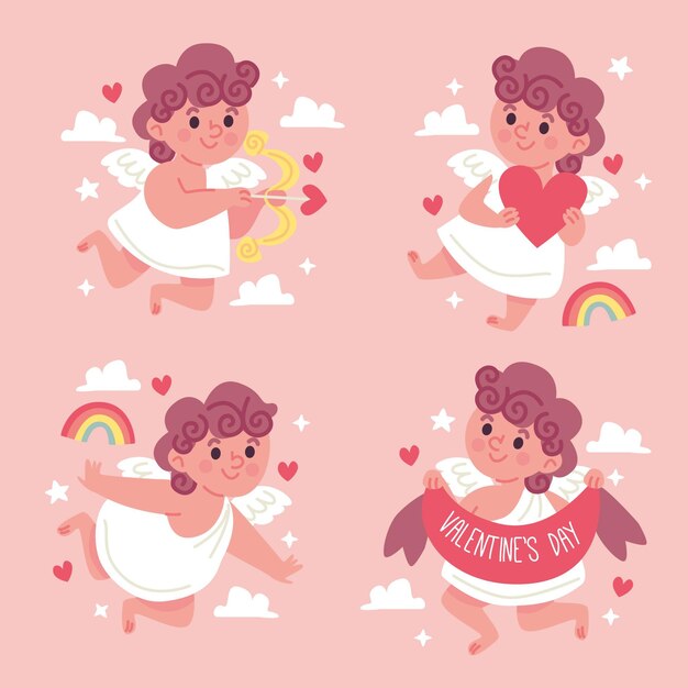 Hand drawn cupid character collection