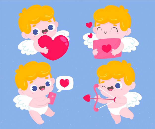 Hand drawn cupid character collection