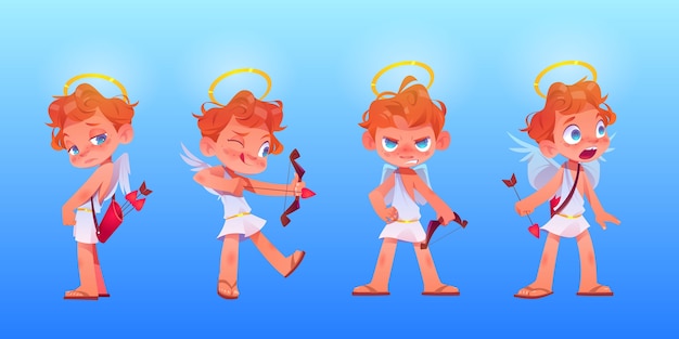 Hand drawn cupid character collection