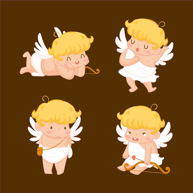 Free vector hand drawn cupid character pack