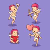 Free vector hand drawn cupid character pack
