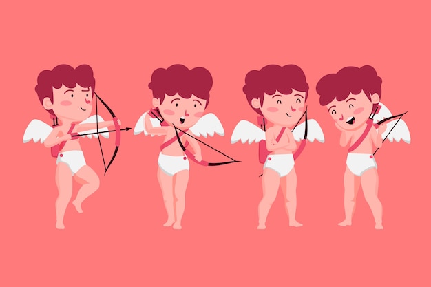 Hand-drawn cupid characters