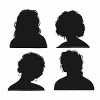 Free vector hand drawn curly hair silhouette set