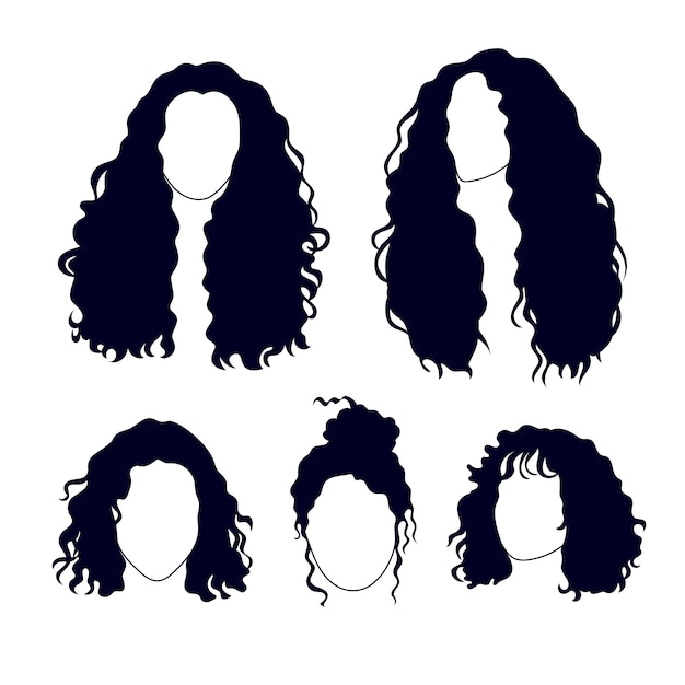 Free vector hand drawn curly hair silhouette