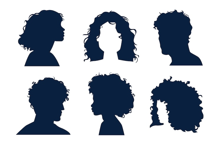 Free Vector hand drawn curly hair silhouette