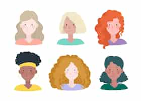 Free vector hand-drawn curly hair types with women