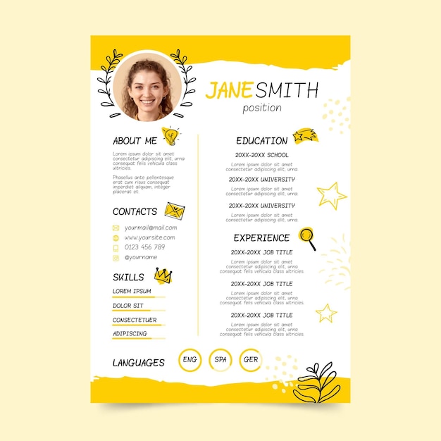 Free vector hand drawn curriculum vitae