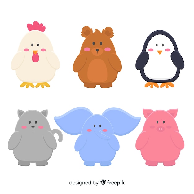 Hand drawn cute animals set