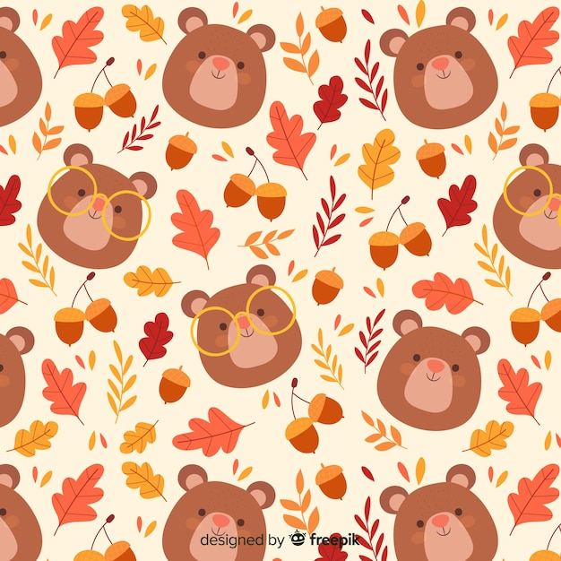 Free vector hand drawn cute autumn pattern